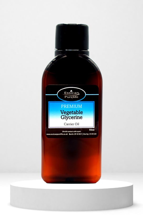 Essican Purelife Vegetable Glycerine oil 50ml in an amber bottle.
